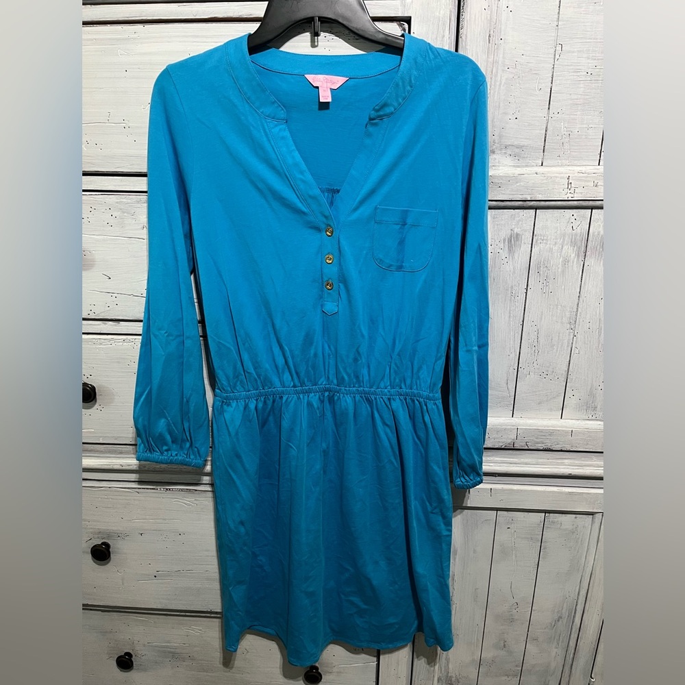 Lilly Pulitzer Teal Blue Long Sleeve Dress